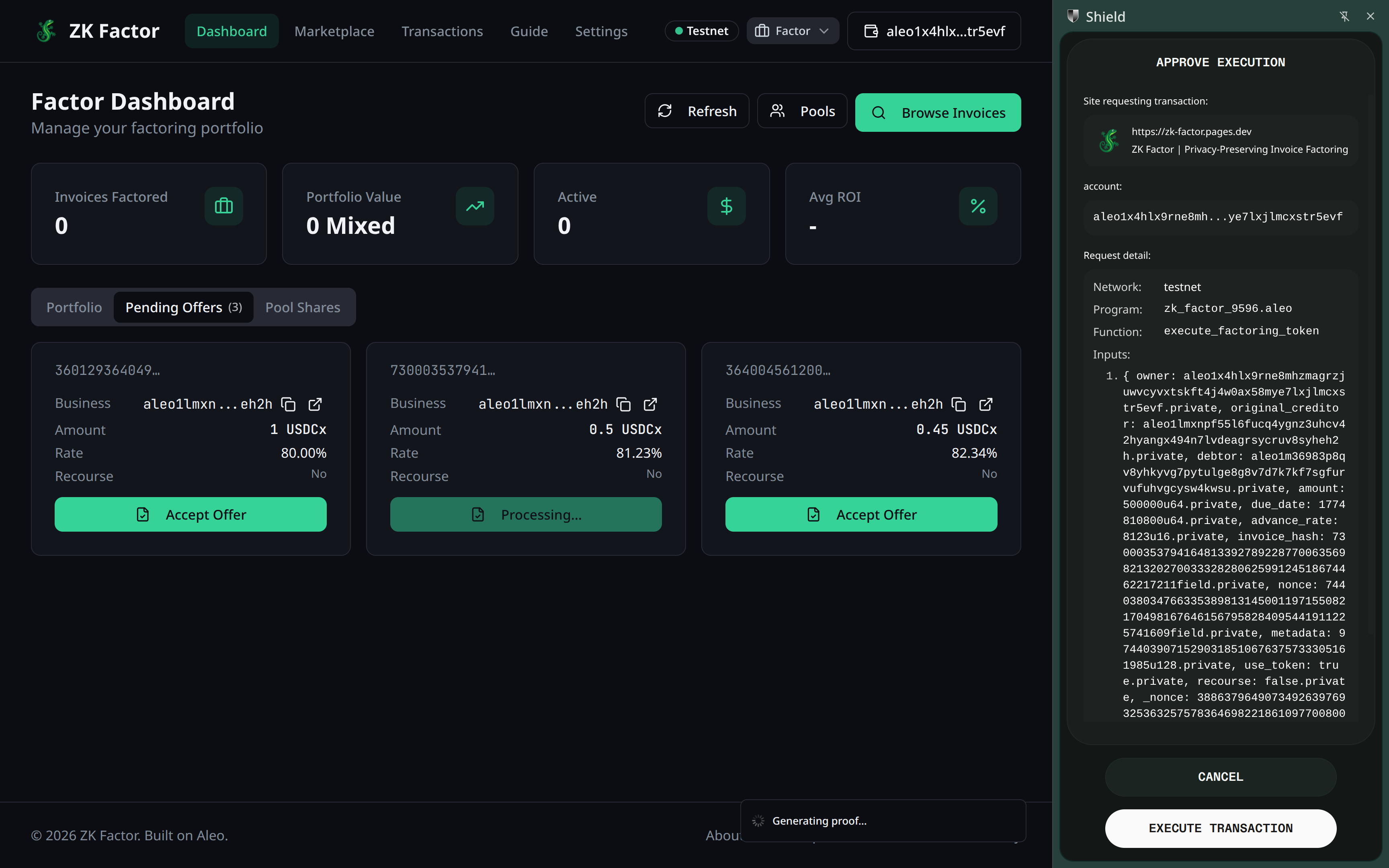 Factor accepts offer