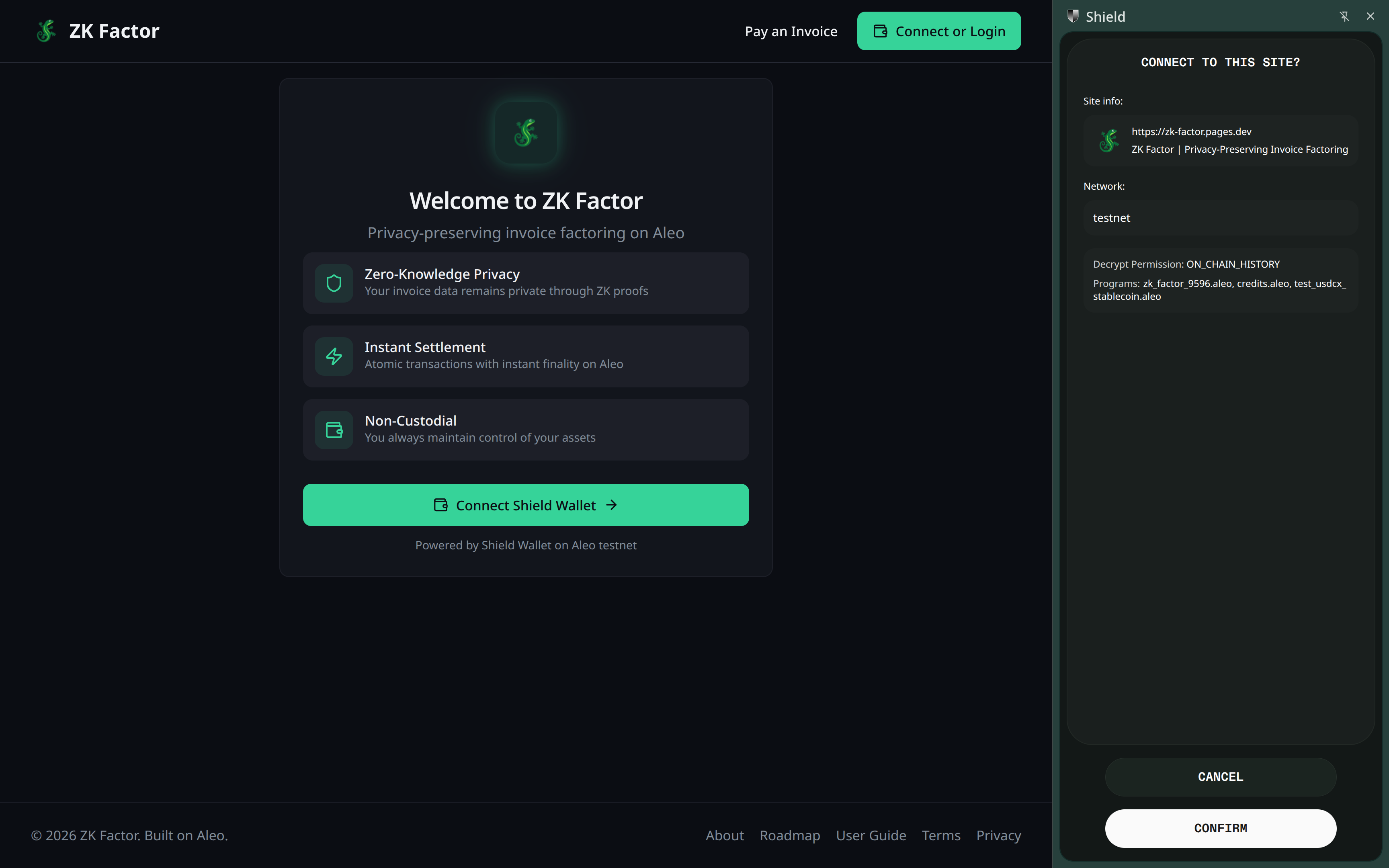 Wallet connection screen